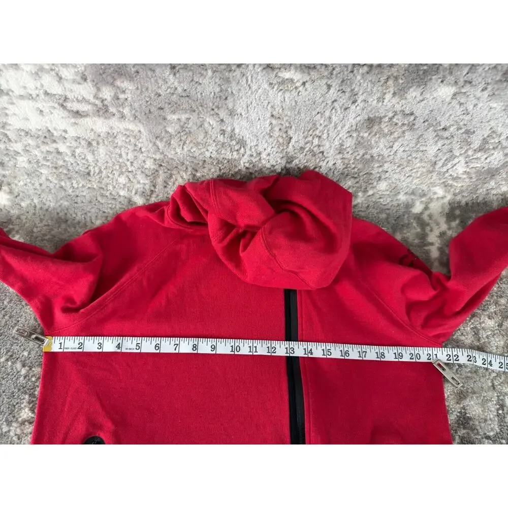 BCBGMaxazria Womens Size M Rhinestone Hooded Full Zip Sweater Red Long Sleeve‎